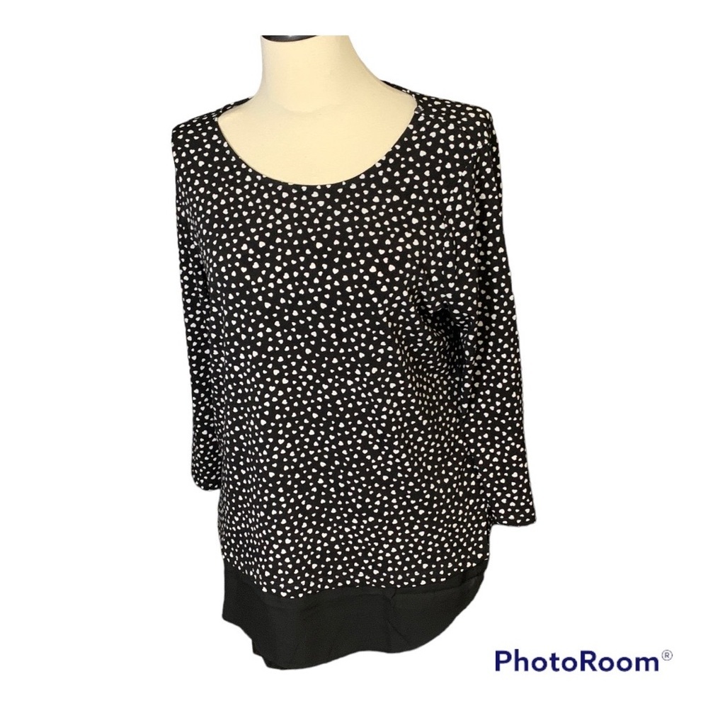 Adrianna Papell SZ L Blk & White Twofer Blouse